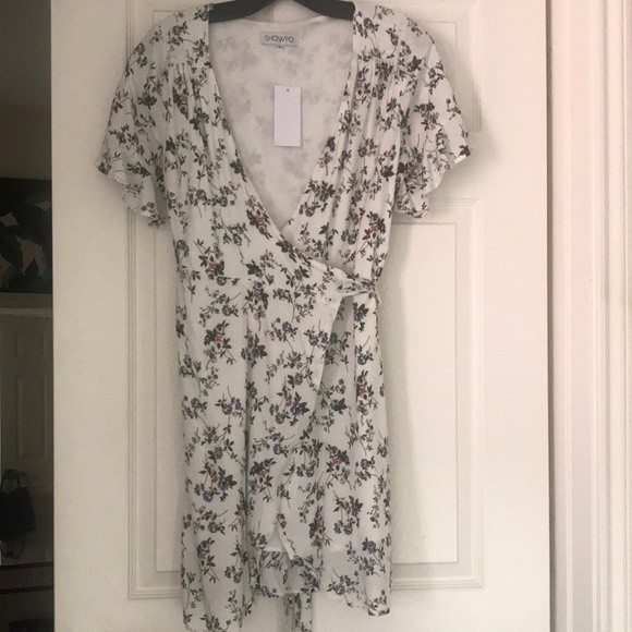 Showpo White Floral Summer Wrap Dress - Picture 1 of 7